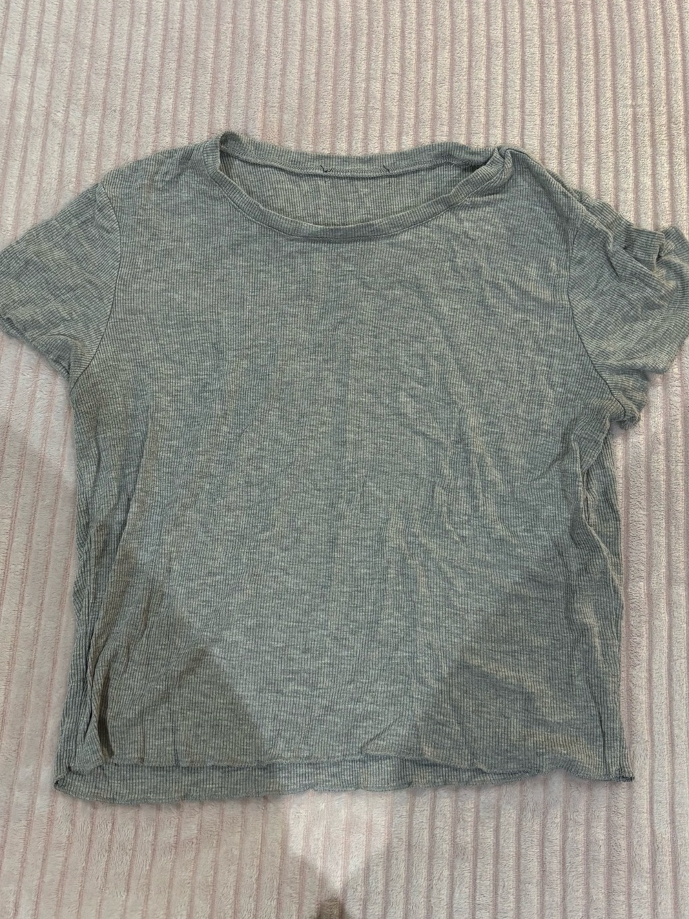 Light Gray Ribbed Short Sleeve Women's Tee